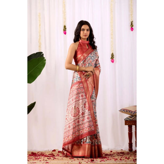 Adorable Women's Faux Silk Printed Saree With Blouse Piece