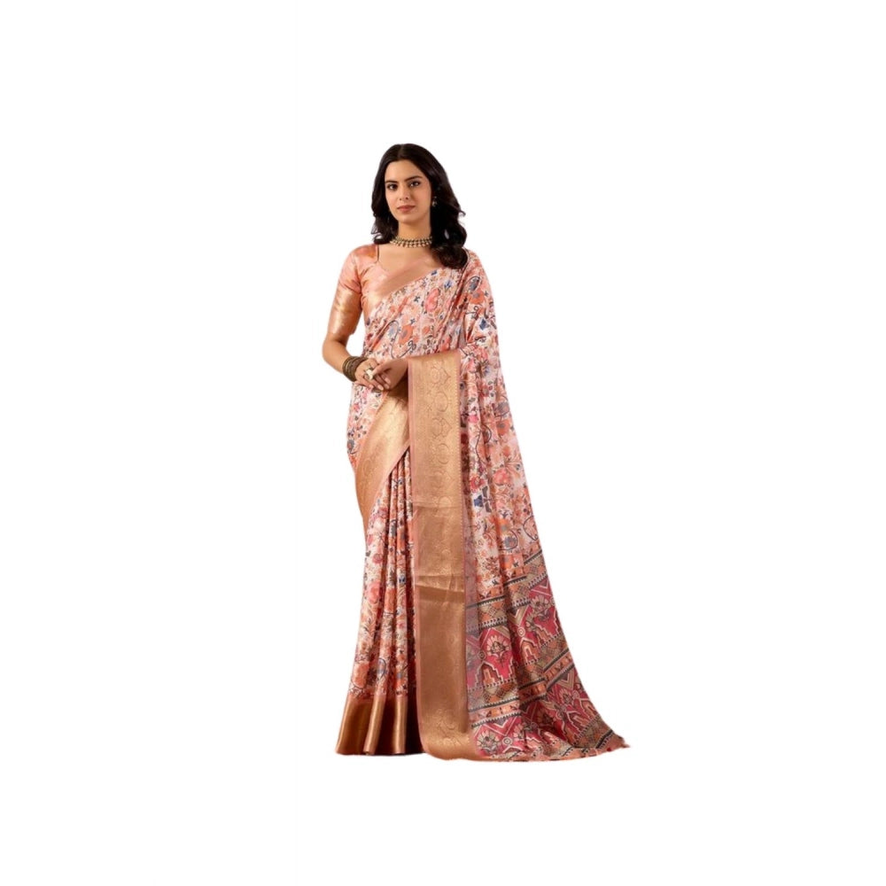 Stylish Women's Faux Silk Printed Saree With Blouse Piece