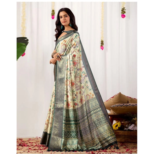 Stylish Women's Faux Silk Printed Saree With Blouse Piece