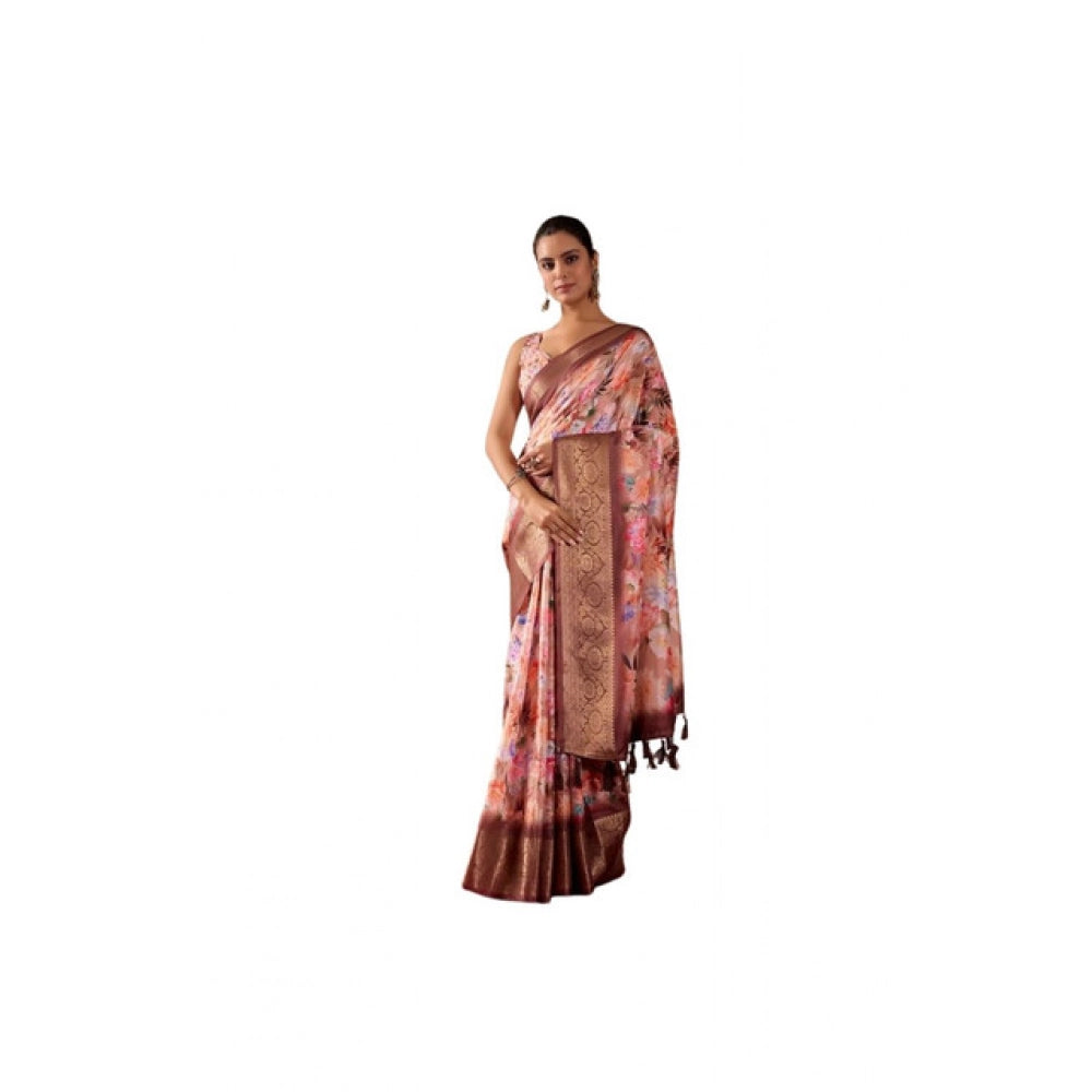 Sensational Women's Faux Silk Printed Saree With Blouse Piece