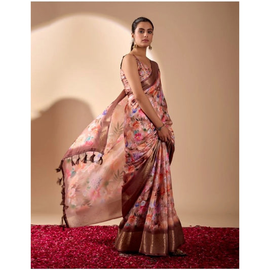 Sensational Women's Faux Silk Printed Saree With Blouse Piece