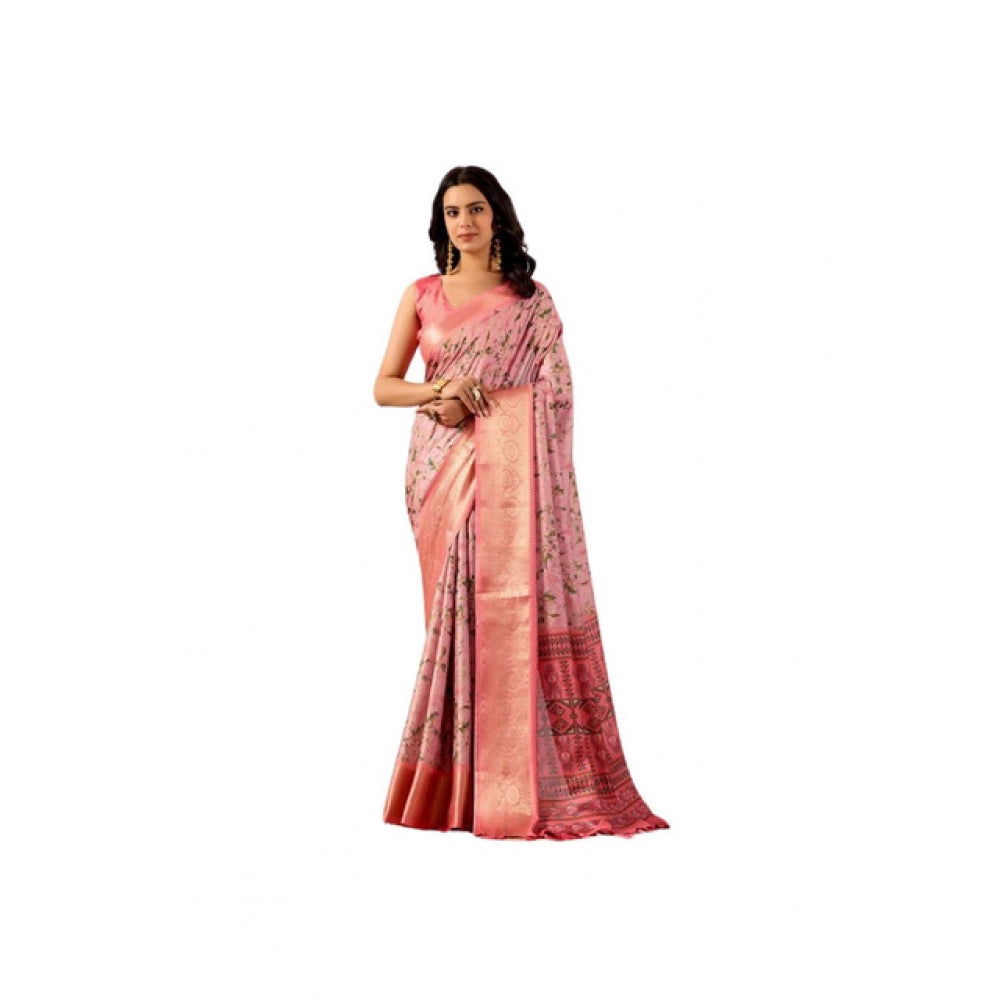 Sensational Women's Faux Silk Printed Saree With Blouse Piece