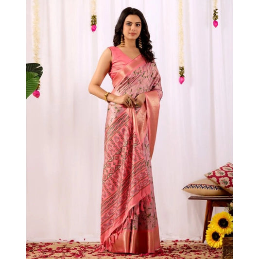 Sensational Women's Faux Silk Printed Saree With Blouse Piece