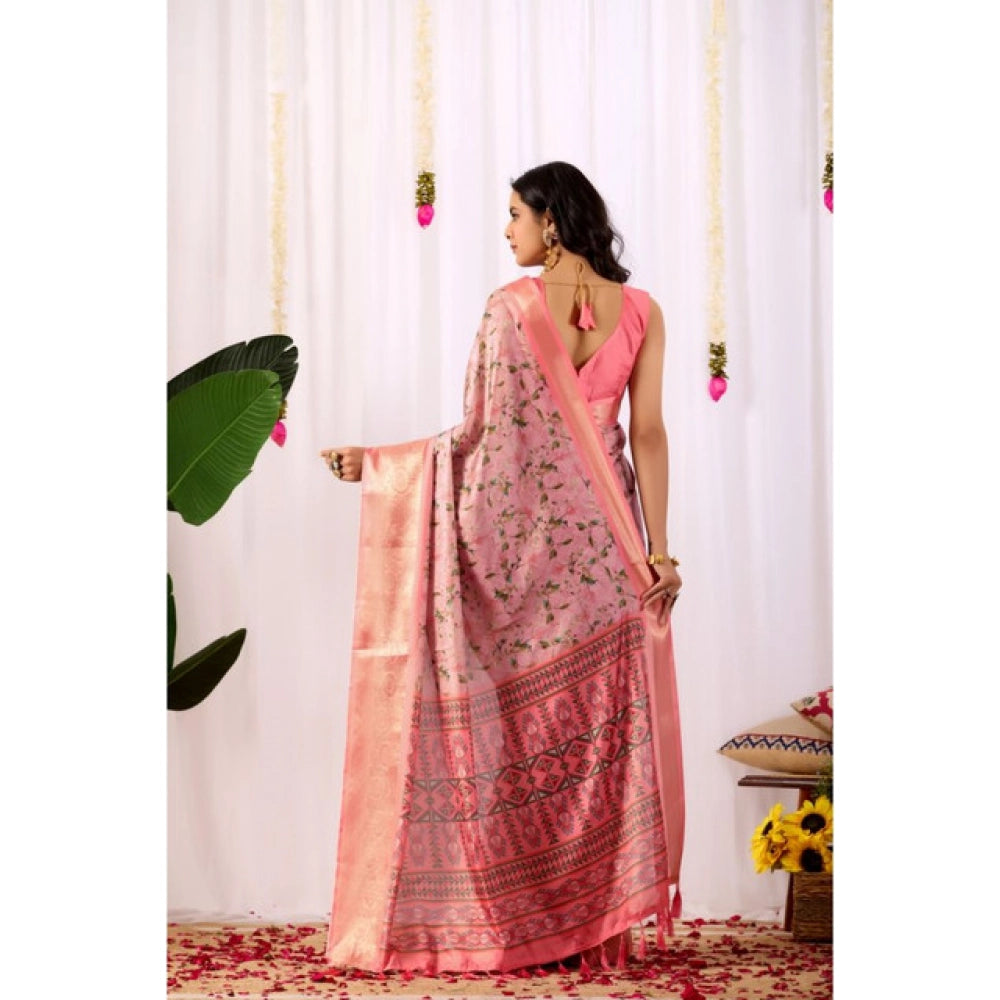 Sensational Women's Faux Silk Printed Saree With Blouse Piece