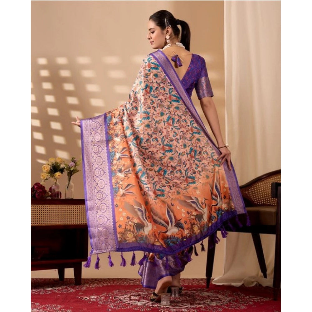 Sensational Women's Faux Silk Printed Saree With Blouse Piece