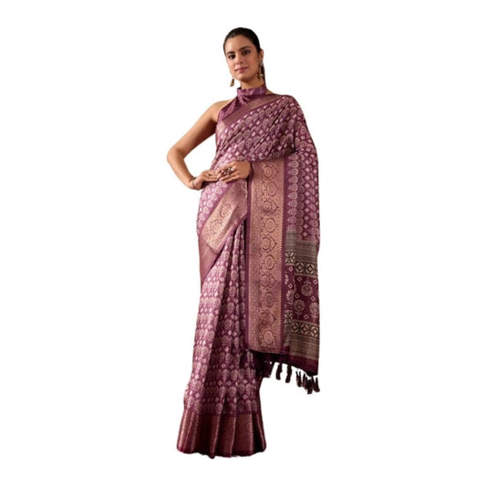 Sensational Women's Faux Banarasi Woven Saree With Blouse Piece