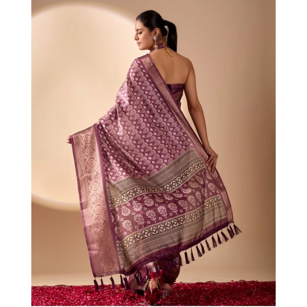 Sensational Women's Faux Banarasi Woven Saree With Blouse Piece