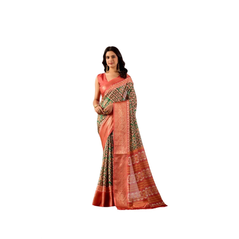 Sensational Women's Faux Silk Woven Saree With Blouse Piece