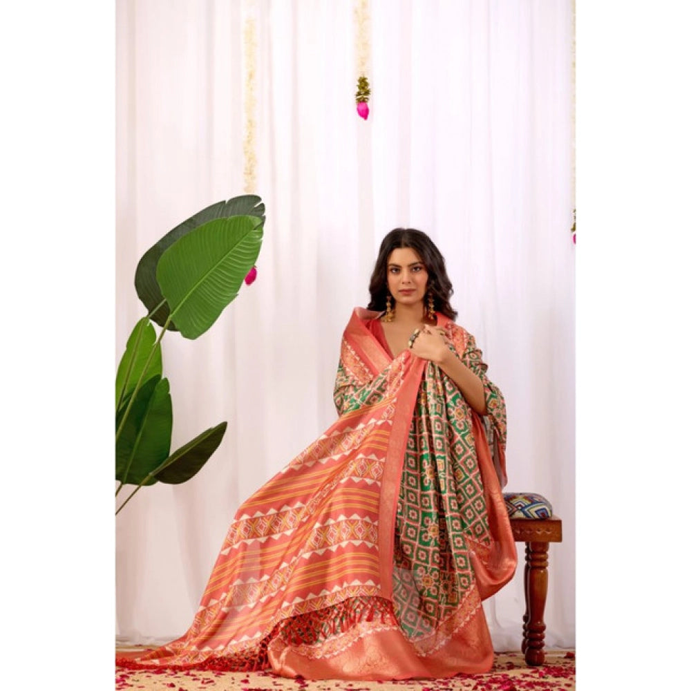 Sensational Women's Faux Silk Woven Saree With Blouse Piece