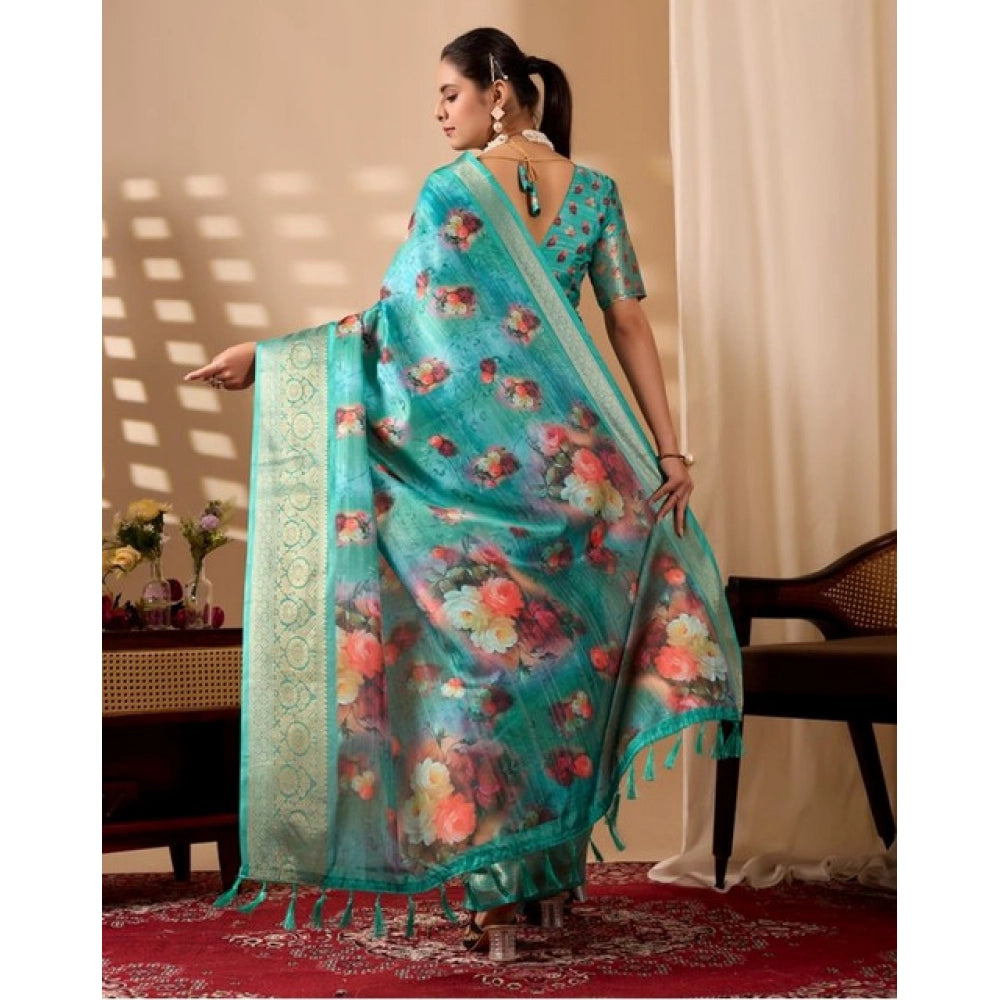 Sensational Women's Faux Silk Printed Saree With Blouse Piece