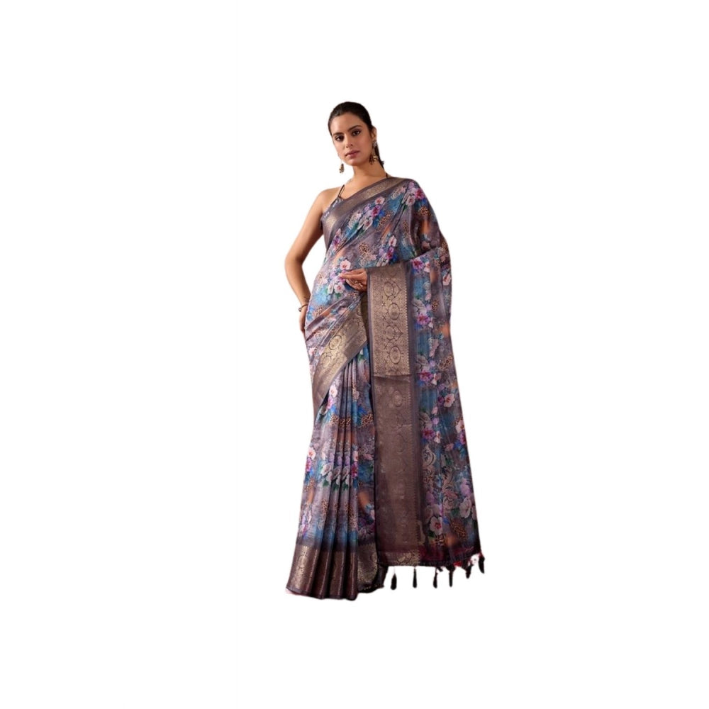 Sensational Women's Faux Silk Printed Saree With Blouse Piece