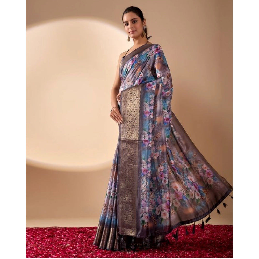 Sensational Women's Faux Silk Printed Saree With Blouse Piece