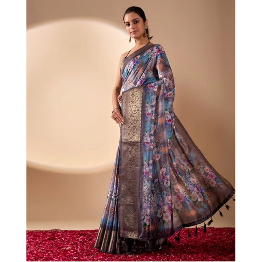 Sensational Women's Faux Silk Printed Saree With Blouse Piece