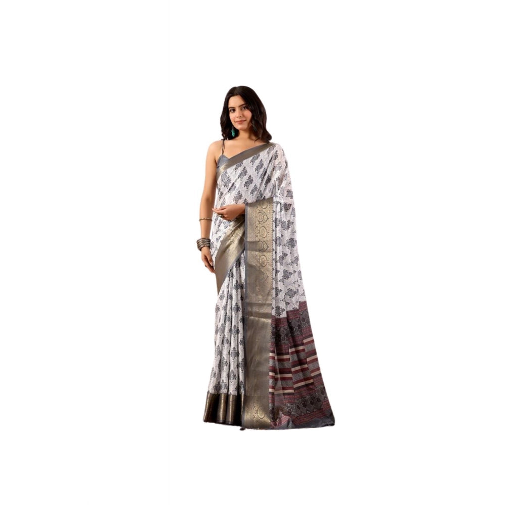 Sensational Women's Faux Silk Printed Saree With Blouse Piece