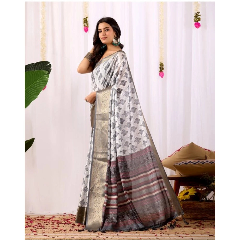 Sensational Women's Faux Silk Printed Saree With Blouse Piece