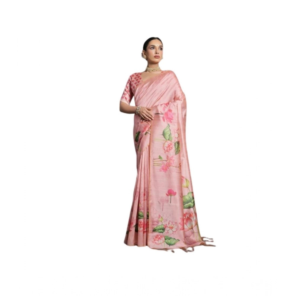 Fancy Women's Cotton Printed Saree With Blouse Piece