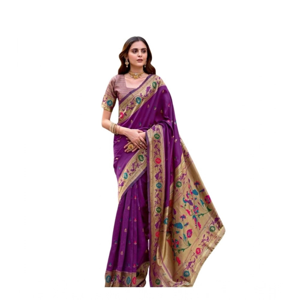 Versatile Women's Silk Blend Woven Saree With Blouse Piece