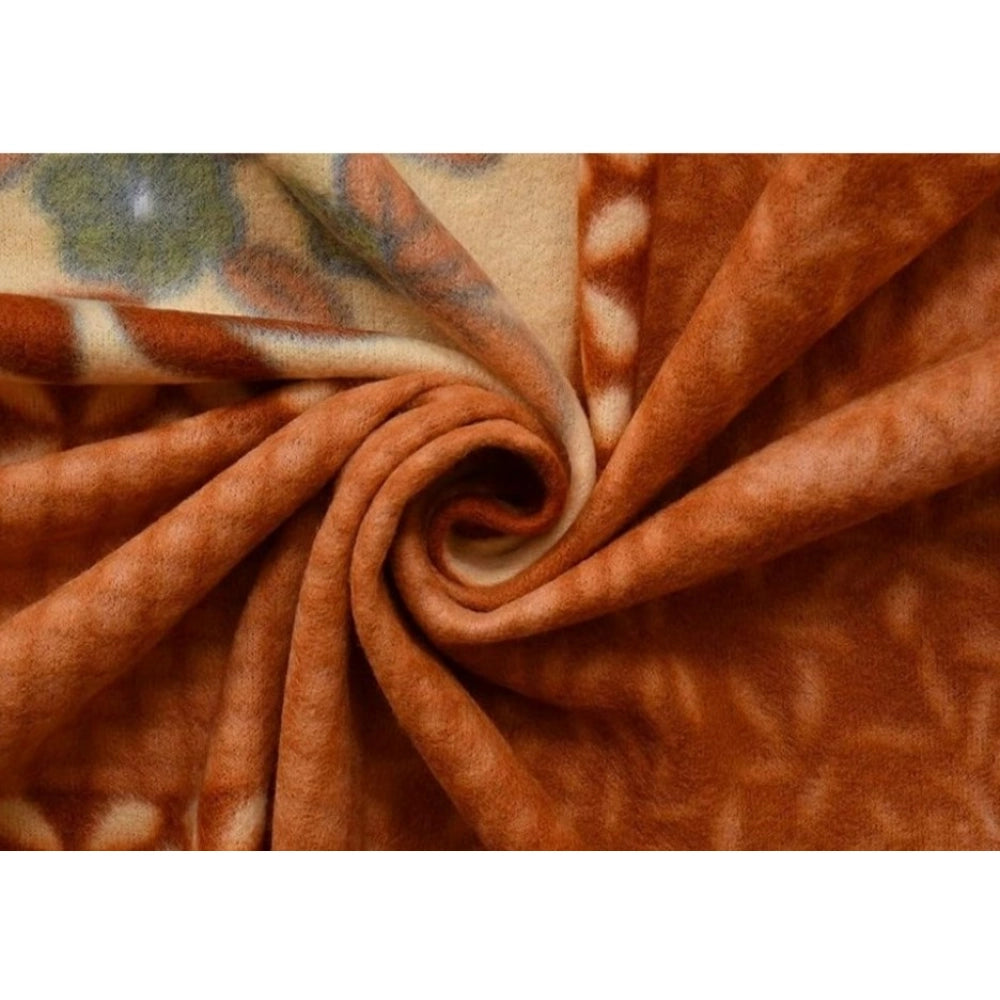Amazing Fleece Floral Printed Double Polar Warm Bedsheet with 2 Pillow Cover