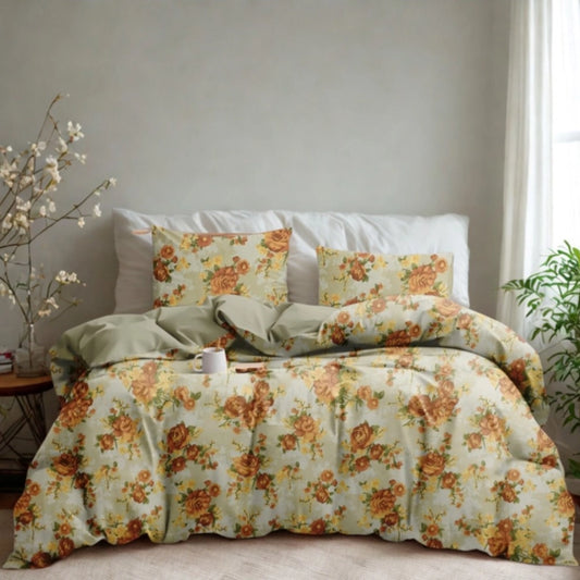 Marvellous Microfiber Floral Printed Double Bedsheet with 2 Pillow Covers