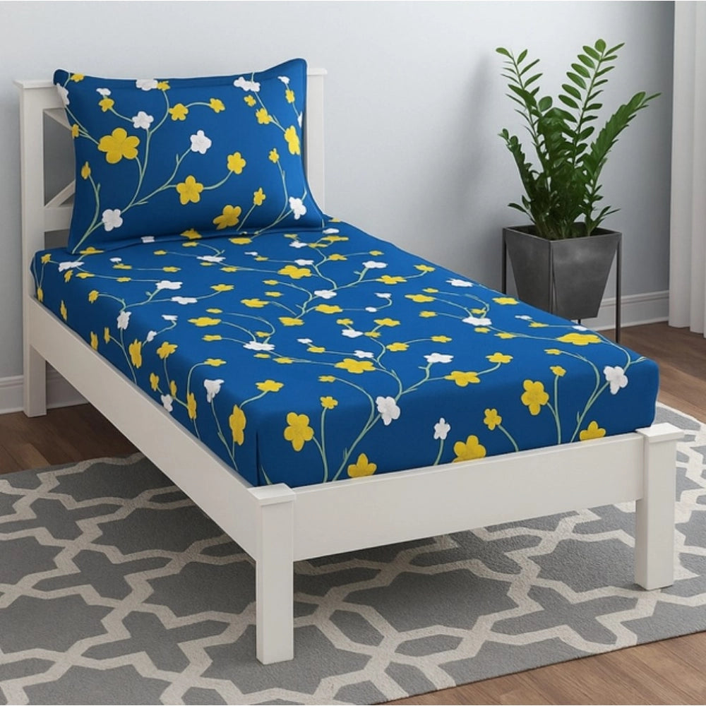 Magnificent Microfiber Floral Printed Single Bedsheet with 1 Pillow Cover