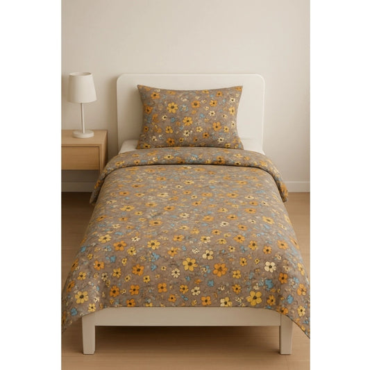 Magnificent Microfiber Floral Printed Single Bedsheet with 1 Pillow Cover