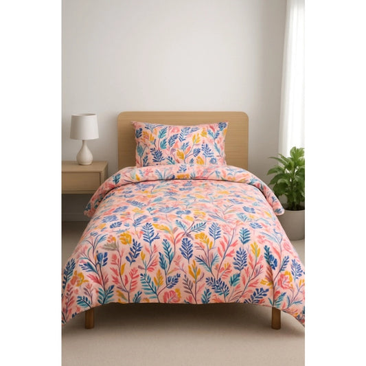 Magnificent Microfiber Floral Printed Single Bedsheet with 1 Pillow Cover