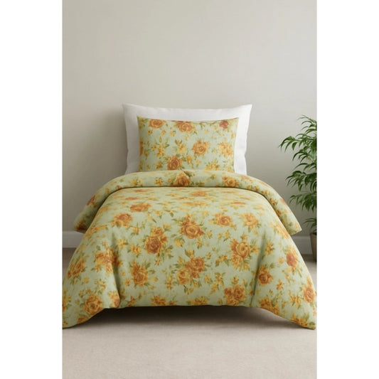 Magnificent Microfiber Floral Printed Single Bedsheet with 1 Pillow Cover