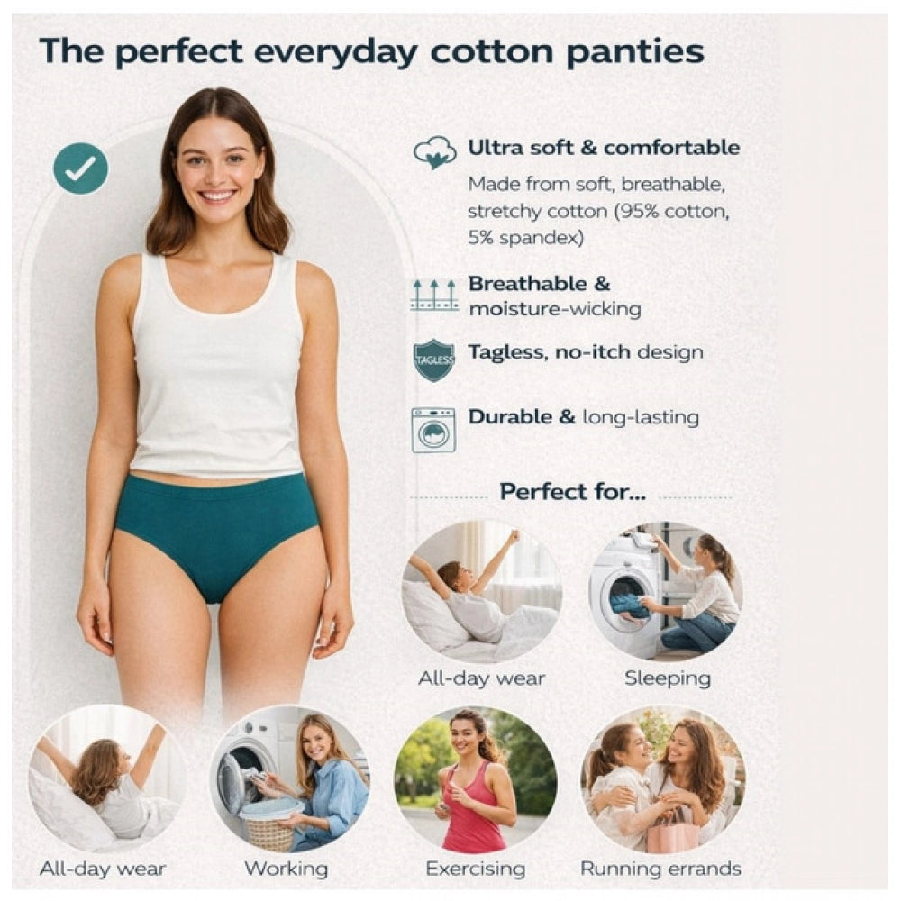 Modern Pack of 6 Women's Cotton Solid Hipster Panty
