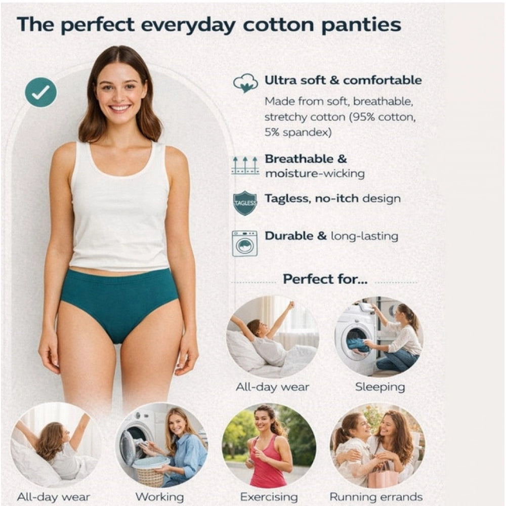 Modern Pack of 12 Women's Cotton Solid Hipster Panty