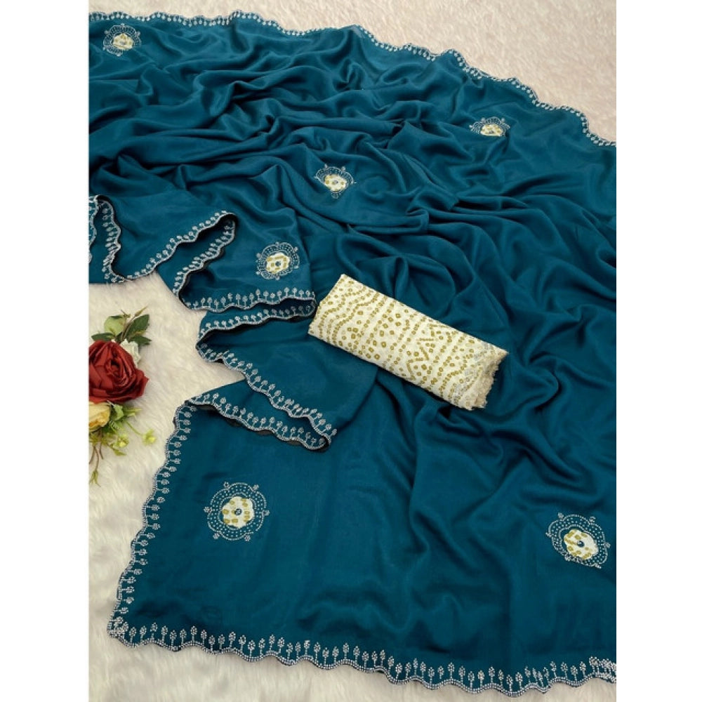 Astonishing Women's Chiffon Butti Dotted Saree With Blouse Piece