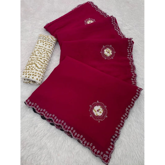 Astonishing Women's Chiffon Butti Dotted Saree With Blouse Piece