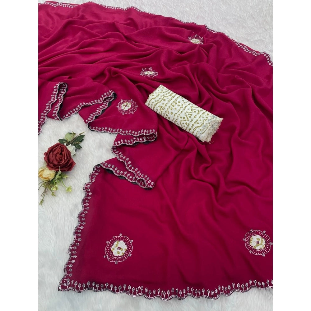 Astonishing Women's Chiffon Butti Dotted Saree With Blouse Piece