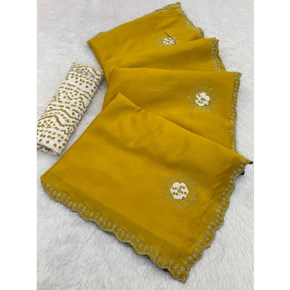 Astonishing Women's Chiffon Butti Dotted Saree With Blouse Piece