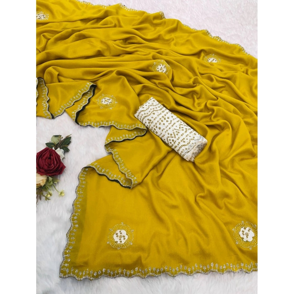 Astonishing Women's Chiffon Butti Dotted Saree With Blouse Piece