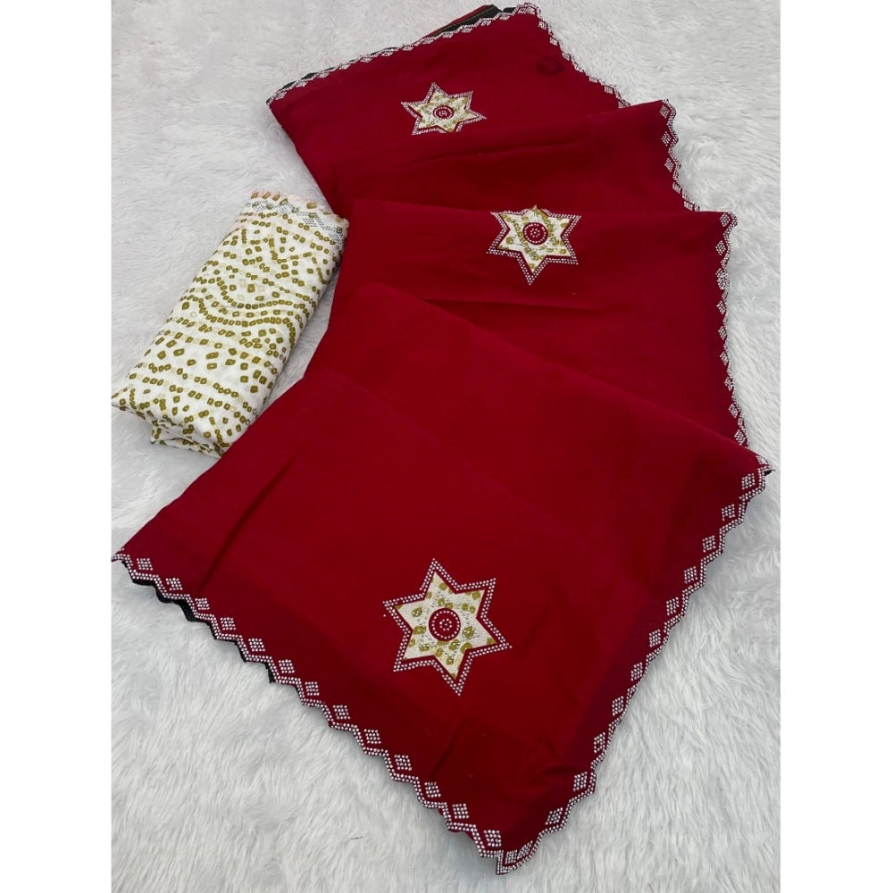 Astonishing Women's Chiffon Butti Dotted Saree With Blouse Piece