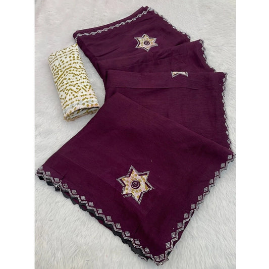 Astonishing Women's Chiffon Butti Dotted Saree With Blouse Piece