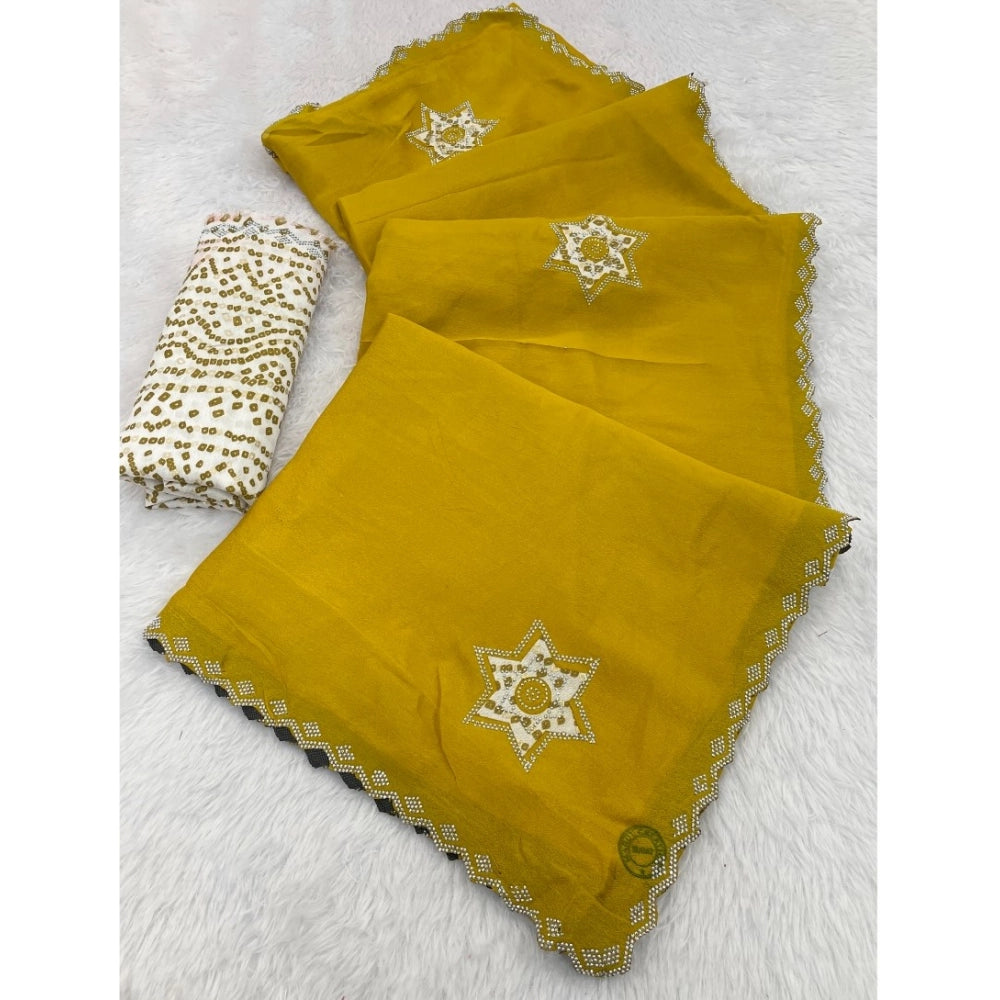 Astonishing Women's Chiffon Butti Dotted Saree With Blouse Piece