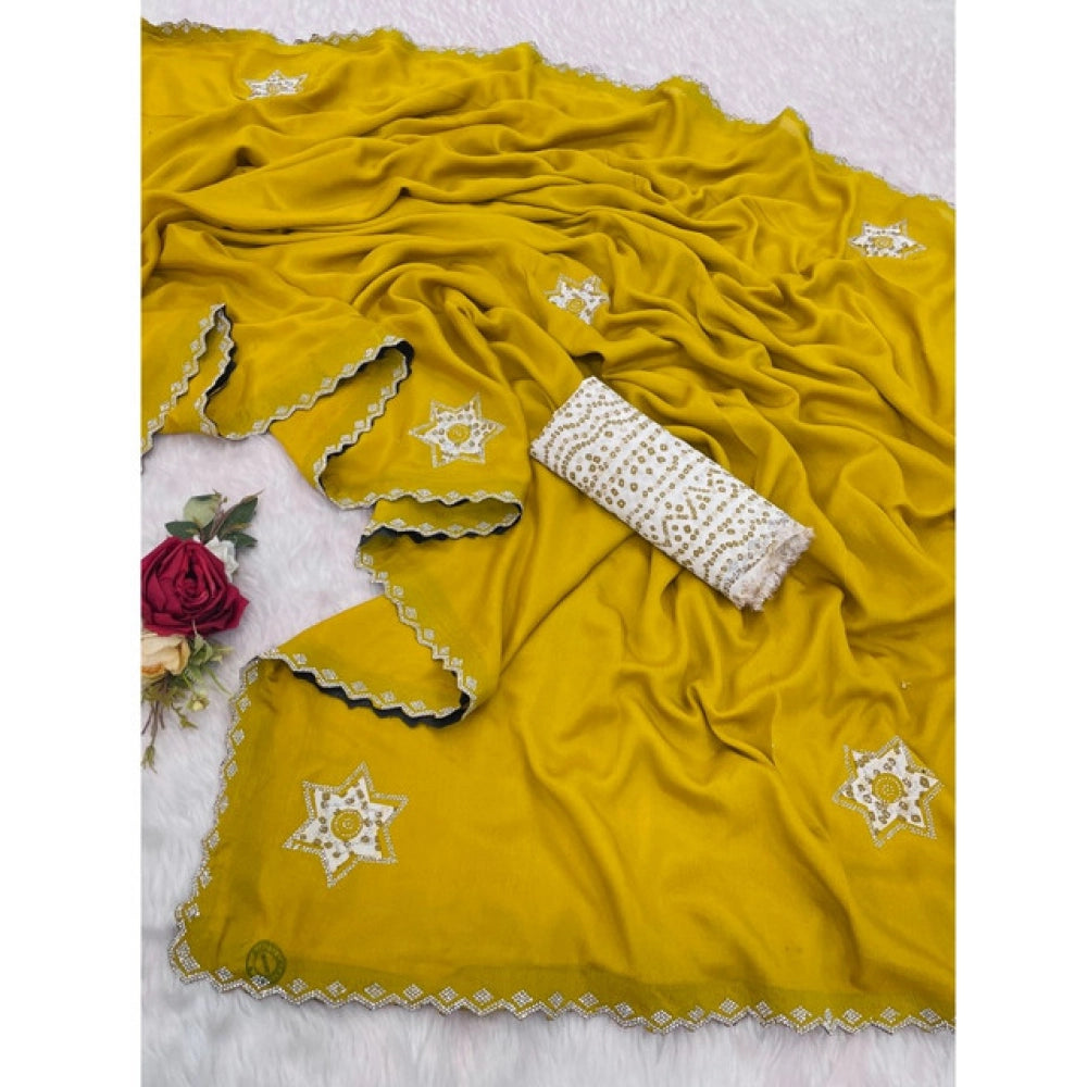 Astonishing Women's Chiffon Butti Dotted Saree With Blouse Piece