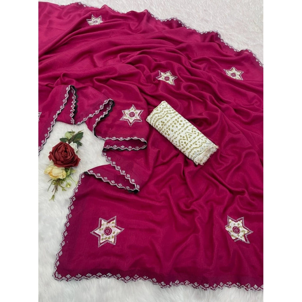 Astonishing Women's Chiffon Butti Dotted Saree With Blouse Piece
