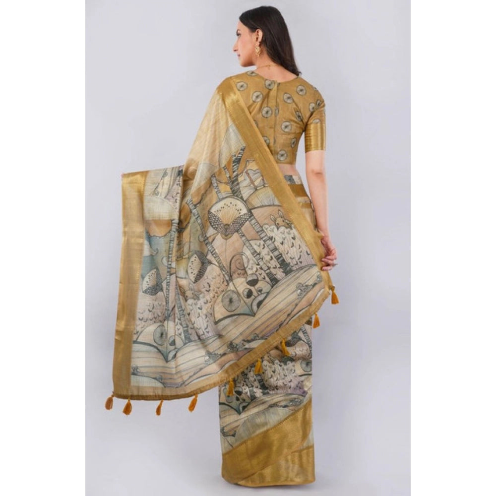 Tremendous Women's Polyester Printed Ready To Wear Saree With Blouse Piece
