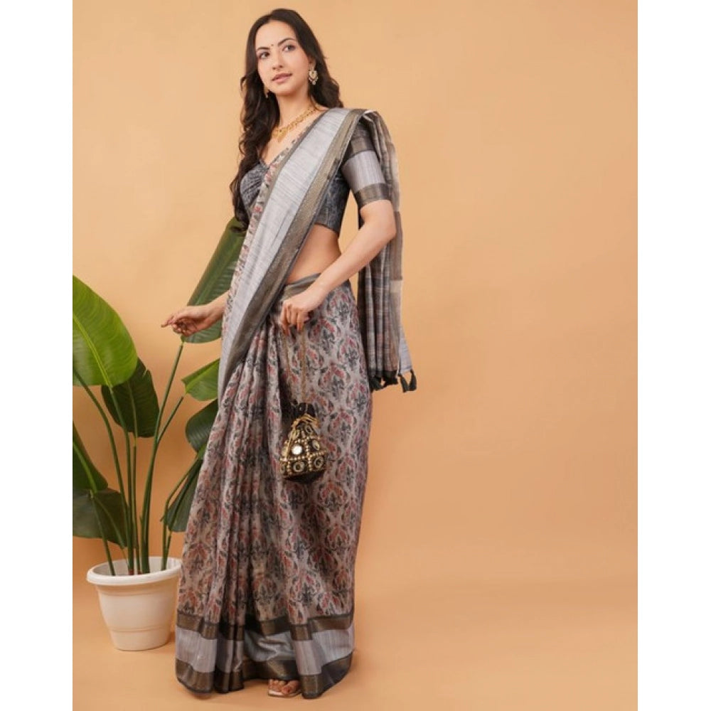 Tremendous Women's Polyester Printed Saree With Blouse Piece