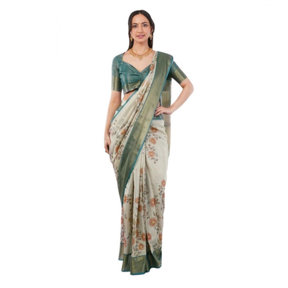 Incredible Women's Polyester Printed Ready To Wear Saree With Blouse Piece