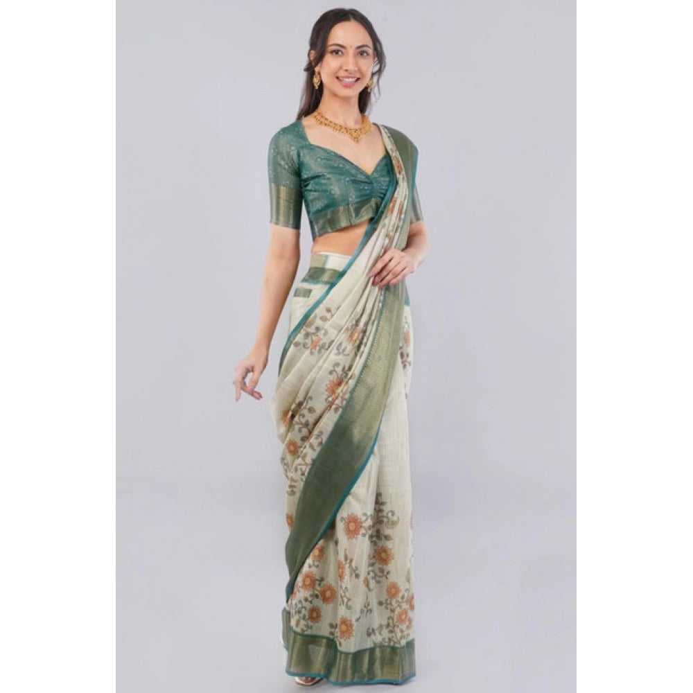Incredible Women's Polyester Printed Ready To Wear Saree With Blouse Piece