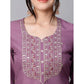 Fabulous Women's Tesla Silk Embroidered U-Neck Kurti With Pant Dupatta Set