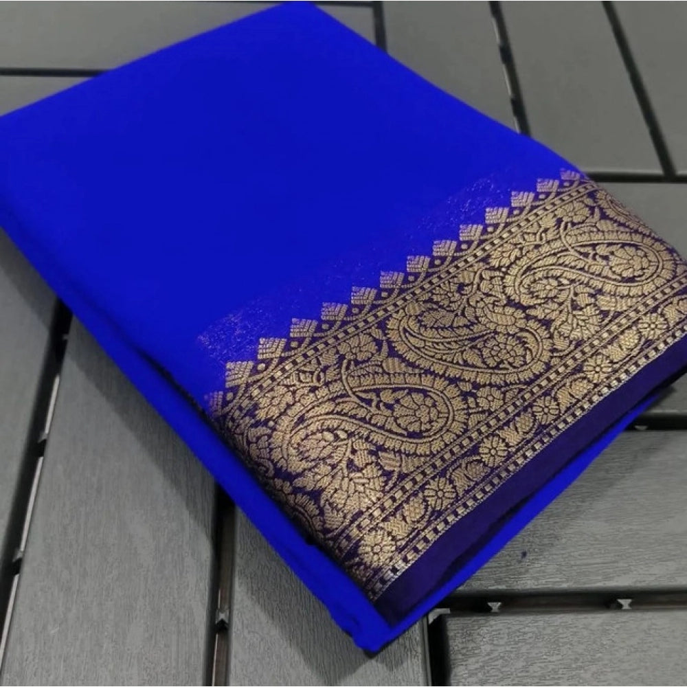 Sophisticated Women's Crepe Chit Pallu Solid Saree With Blouse Piece