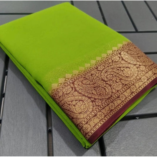 Sophisticated Women's Crepe Chit Pallu Solid Saree With Blouse Piece