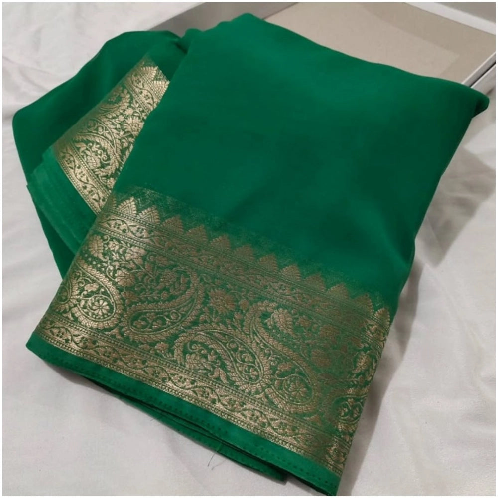 Sophisticated Women's Crepe Chit Pallu Solid Saree With Blouse Piece