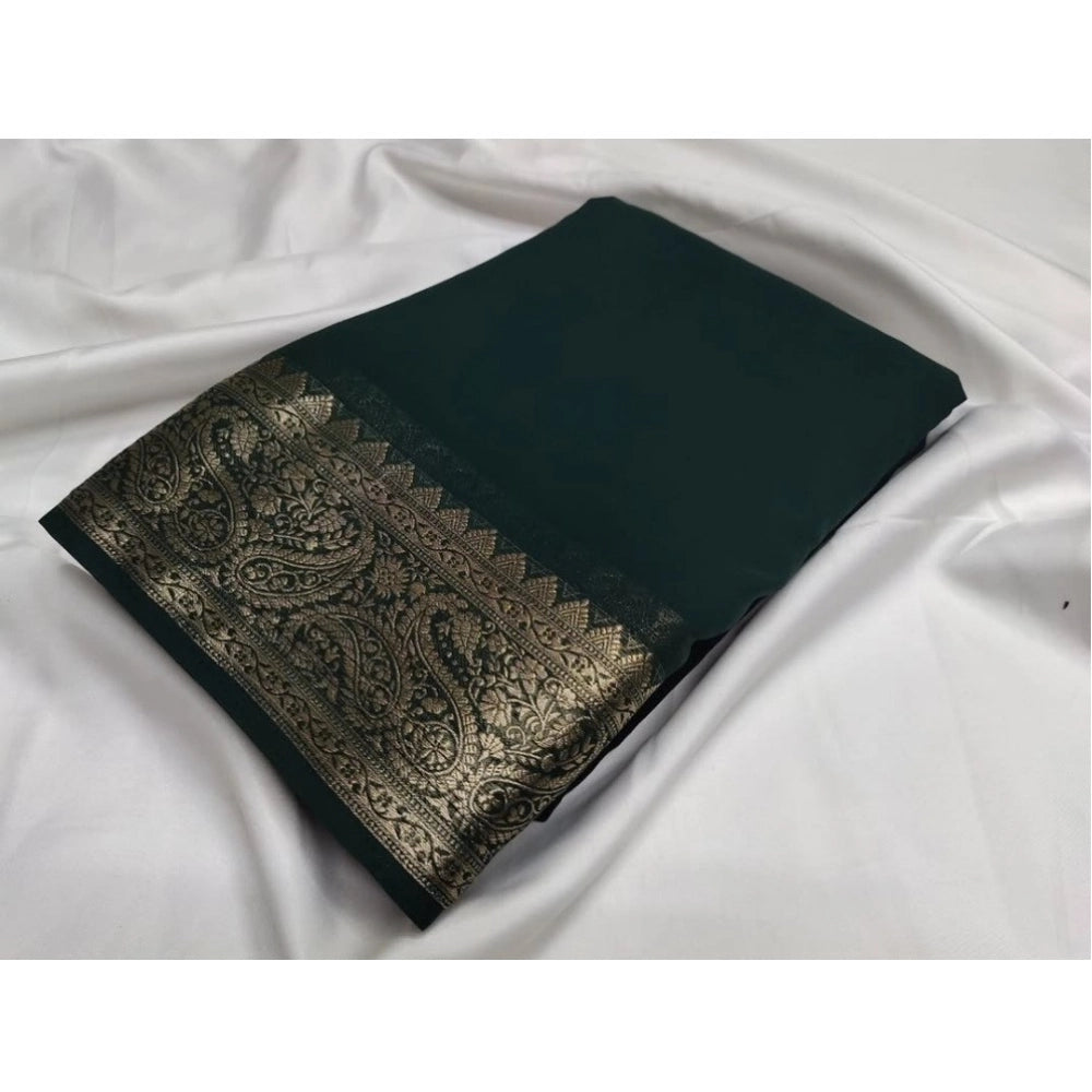 Sophisticated Women's Crepe Chit Pallu Solid Saree With Blouse Piece