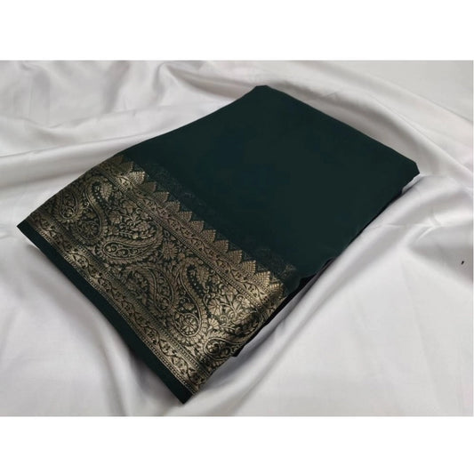 Sophisticated Women's Crepe Chit Pallu Solid Saree With Blouse Piece