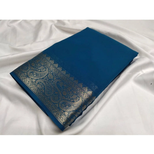 Sophisticated Women's Crepe Chit Pallu Solid Saree With Blouse Piece